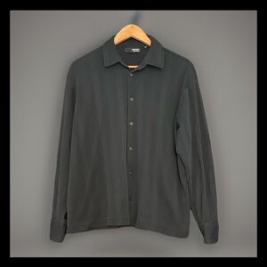 Murano Liquid Cotton Black Stretchy Knit Button Down Shirt Men's XL